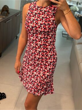 MICHAEL Michael Kors Red, White and Black Floral Sleeveless Mini Dress